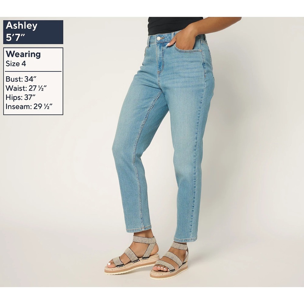 AnyBody Regular Casual Basic Denim Boyfriend Ankle Jeans Vintage Wash, sz 4 #20C